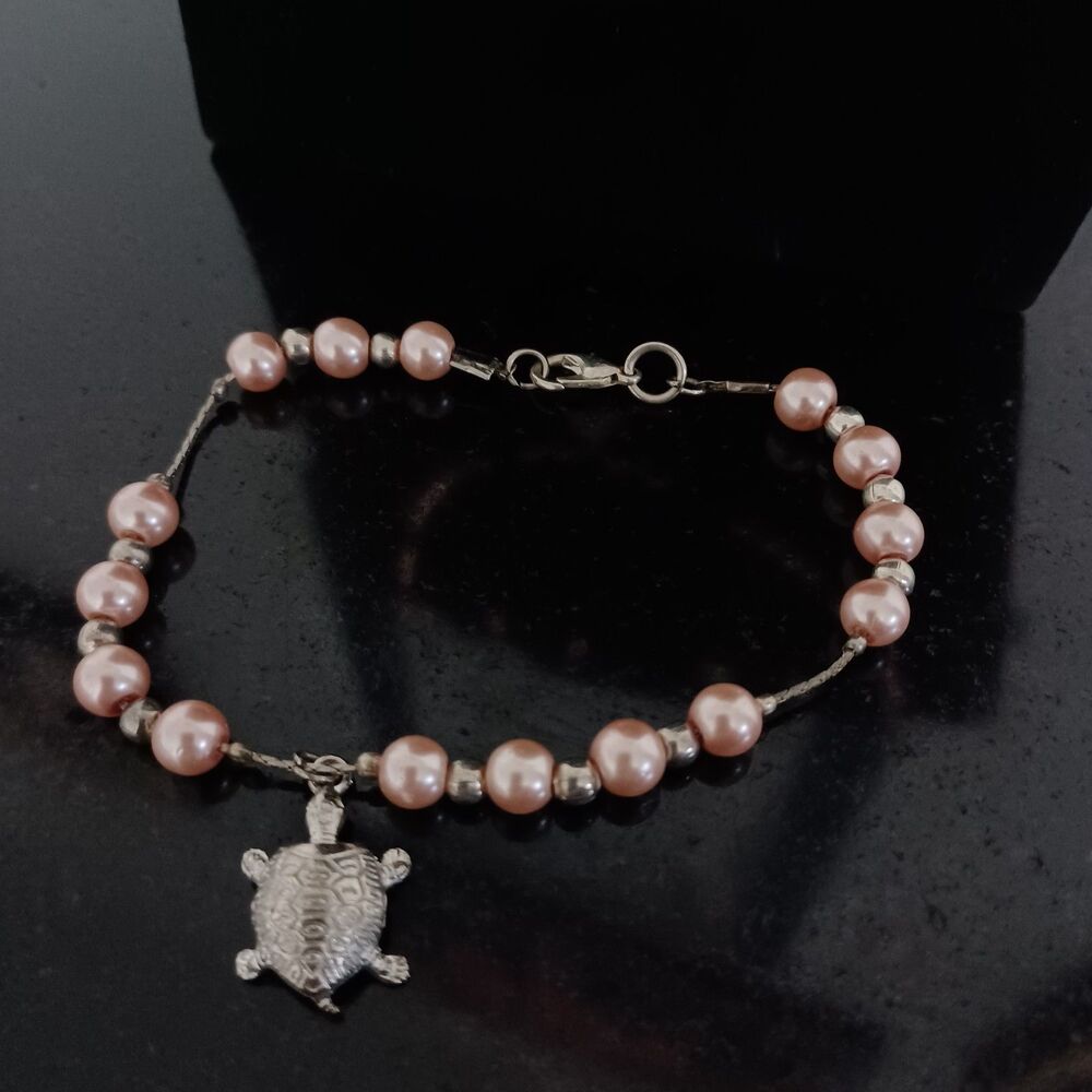 Silver-Toned Turtle & Pink Beaded Jewelry Set, 20" - Picture 3 of 3